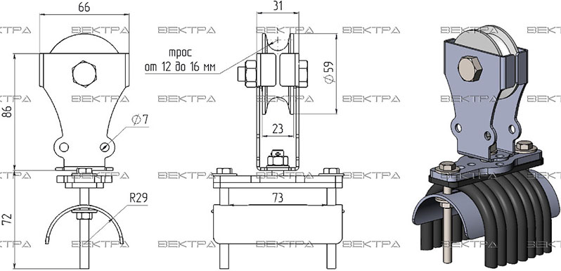 Кабельная тележка ВЕ-11-16 Вектра